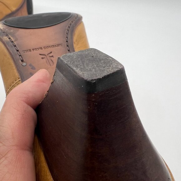 Frye Steffi Zip Short Camel 3477467 Leather Bootie Size 9 - Picture 10 of 12